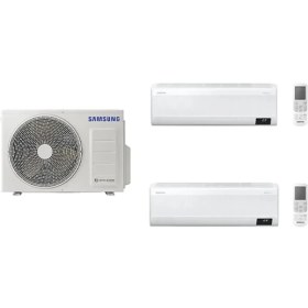 Resim Samsung Windfree™ 12+18 BTU/h Iç Ünite 8 Kw Dış Ünite A++ 27300 BTU 1+2 Sistem Multi Inverter Duvar Tipi Klima 