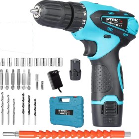 Resim Staxx Power 24 V 4 Ah Metal Dişli Şanzıman Çift Akülü Şarjlı Vidalama Matkap + 24 Parça Usta Seti Hediyeli 