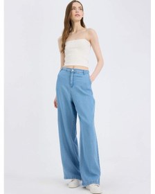 Resim DeFacto Pull On Wide Leg Yüksek Bel Uzun Tensel Yıkamalı Pantolon D8238AX25SMNM85 