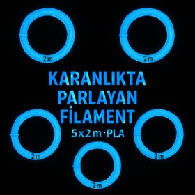 Resim ARTMEK3D Karanlıkta Parlayan 3D kalem PLA Filamenti 1.75mm kalınlıkta 10 Metre (5 adet 2 metrelik filament) 