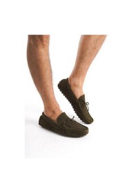 Resim Mubiano Hakiki Deri Erkek Süet Haki Bağcık Detay Loafer -mssr1273-hk Haki 