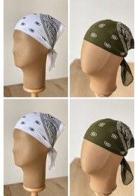 Resim Pamuklu Klasik Desen Unisex 4lü Bandana Seti Renkli Bandana Etnik Desenli A Kalite Bandana Kırmızı - Lacivert 