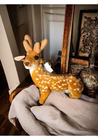 Resim Sevimli Ren Geyiği Peluş 35 Cm - Özel Gün Hediyesi Uyku Ve Oyun Arkadaşı Peluş Oyuncak SARI 