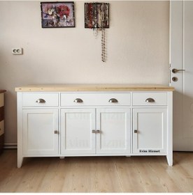 Resim Evim Hizmet Masif Lake Beyaz Natural Tablalı Konsol 