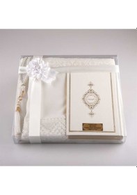 Resim Şal + Seccade + Tesbih + Kuran Hediye Seti (Hafız Boy. Beyaz) N11.3748 