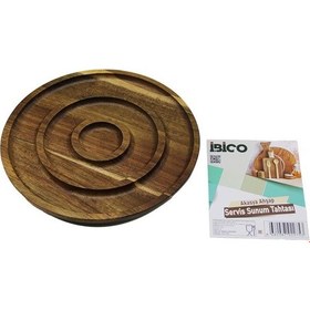 Resim Akasya Yuvarlak 2 Bölmeli 1+1 Ahşap Servis Sunum Tepsi - Tahtas Çok Renkli 