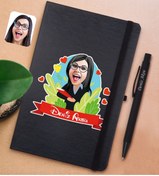 Resim Bk Gift Gift Kişiye Özel Öğretmen Karikatürlü Siyah Defter Ve Metal Versatil Kalem(0,7 Kurşun) Hediyelik Set 