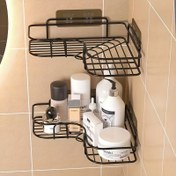 Resim 2/3 adet Matkap Gerektirmeyen Çift Sıra Duvara Monte Banyo Rafı, 4 Kanca ile Şeffaf Yapışkan Arka Yüzeyli, Plastik Malzeme, Havlu, Tuvalet Malzemeleri ve Daha Fazlası için Yerden Tasarruf Sağlayan Düzenleyici, Banyo Düzenleyicileri ve Depolama 