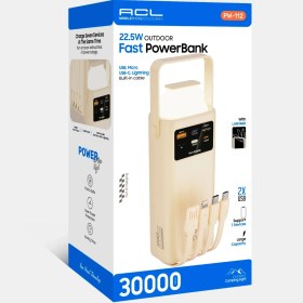Resim Acl PW-112 22.5W Outdoor Hızlı Şarj Powerbank Siyah - 30.000mAh Kapasite, Çoklu USB Çıkış, Dahili Kablolar, LED Ekran & Kamp Lambası 