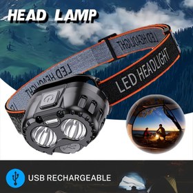 Resim 1 Adet Taşınabilir USB Şarj Edilebilir Ayarlanabilir Açıda Aydınlatmalı Balıkçılık Baş Lambası, Koşu ve Yürüyüş için LED Hareket Sensörlü Far, Açık Hava Kampı Acil Arama Işıkları 