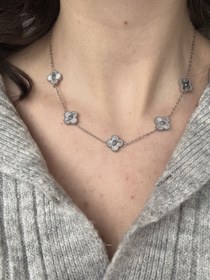 Resim Beş Yonca Detaylı Gümüş Kolye 