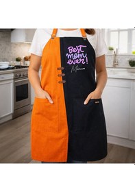 Resim Bk Gift Kişiye Özel Anneler Günü Tasarımlı Turuncu & Siyah Mutfak Önlüğü -5, Aşçı Ve Şef Önlüğü, Ev Hediyesi Kobitmeyencom36641 Bk Gift Renkli 