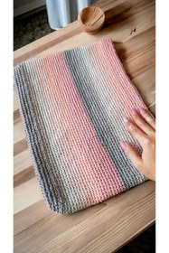 Resim neslim designer El Örgü Clutch Ebruli Fermuarlı Pamuklu İp Astarlı Büyük Boy El Çantası 
