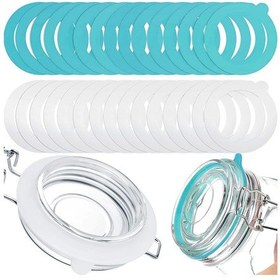 Resim Hombey 30 Adet Silikon Mürekkebi Kapağı Mermer Kavanoz İçin, Turuncu Ve Beyaz Renkli, 0.35l-2l Kapasiteli, Leakproof Ve Yüksek Sıcaklığa Dayanıklı 