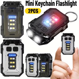 Resim 2 adet Mini El Feneri, Şarj Edilebilir Anahtarlık Işık ile Ultra-Bright LED Klipsli Kapağı, Güç Ekranı ile Çok Fonksiyonlu Fener, Metal Arka Klips, Manyetik Taban, Açık Hava, Keşif, Yürüyüş ve Bakım İşleri için Uygun 