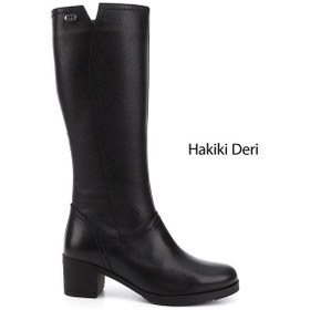 Resim Gönderi(R) Gönderir Kadın Siyah Floter Fermuarlı Kalın Topuklu Hakiki Deri Çizme Gkzc13446529 Siyah 