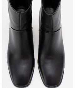 Resim Luvi Shoes Nordy Siyah Cilt Hakiki Deri Kadın Blok Topuklu Bot Siyah 