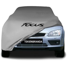 Resim ULTRASHOP Ford Focus Sedan (2005 - 2010) Gri Kumaş Araba Brandası Logolu Penye Branda Oto Branda 