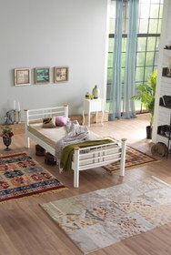 Resim Unimet Kappis Tek Kişilik Ferforje Metal Karyola-beyaz (AHŞAP LATALI) 