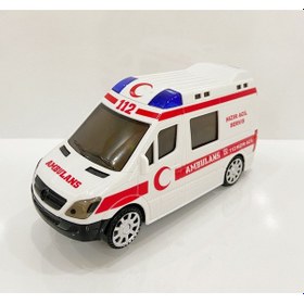 Resim 3D Işıklı Sesli Sirenli Pilli Oyuncak Ambulans Araba 