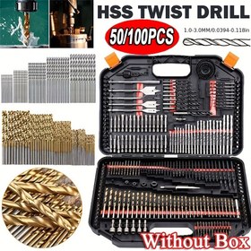 Resim 100 adet Yüksek Hızlı Çelik Matkap Seti - Dayanıklı, Altın ve Gümüş Kaplamalı, Ev Dekorasyonu, Ev İyileştirme Temel Aksesuarları için Temel DIY Güç Aracı Aksesuarları | Altın Kaplamalı Matkaplar | Dayanıklı Matkaplar, Matkap Seti 
