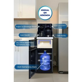 Resim Wasspender Akıllı Su Sebili Gizli Damacanalı Sıcak Soğuk Ilık Su Çay Kahve Makinesi Dokunmatik Ekran 