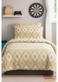 Resim Zigzag Desenli Sarı Pamuklu Tek Kişilik Nevresim Takımı Çok Renkli 