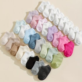 Resim 8 Çift Yumuşak Esnek Bebek Ayak Çorabı - Çeşitli Düz Renkler, Polyester, Sadece Elde Yıkama, Tüm Mevsimler İçin Konfor, Bebekler ve Küçük Çocuklar İçin, Bebek Çorapları, Küçük Çocuk Ayakkabıları, Basit Tasarım, Rahat Uyum 