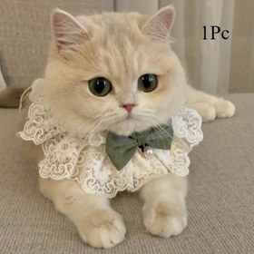 Resim Şık Örgü Kedi Eşarpı ve Fiyonk - Polyester Evcil Hayvan Yaka Önlüğü & Salya Havlusu, Fotoğraf Çekimleri İçin Mükemmel 