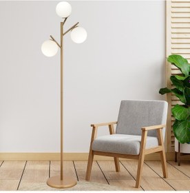 Resim Renji 3Lü Eskitme Boyalı Beyaz Camlı Modern Tasarım Metal Lambade 