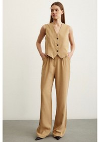 Resim Never More Geniş Paça Pantolon Camel 