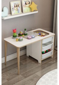 Resim Moniev Çocuk Çalışma Masası Oyun Ve Etkinlik Masası Byz Beyaz 