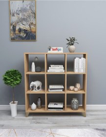 Resim Bofigo Küp Kitaplık 9 Bölmeli Raflı Kitaplık Kare Kitaplık Çam 