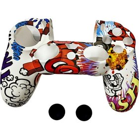 Resim Star Game Ps4 Dualshock 4 Silikon Kılıf ( Beyaz Mavi Kırmızı ) + 2 Adet Analog Koruyucu 