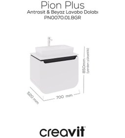 Resim Creavit Pion Plus Lavabo Dolabı 70 Cm Mat Beyaz - Antrasit Mat Beyaz 