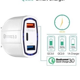 Resim Prestigegoods Qc 3.0 Tip C 35w 7a İphone Uyumlu Hızlı Şarj Cihazı, 2x Usb, 3 Port Adaptör, Araba Şarj İçin Android Uygun 