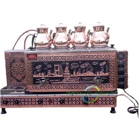 Resim Osmanlı Kız Kulesi 4 Gözlü Bakır Çay Kazanı Semaver Çay Makinesi 