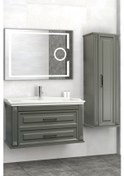 Resim Moskova 100 Cm Banyo Dolabi Mercekli Led Ayna - Antrasit (Boy Dolap Hariç) Çok Renkli 