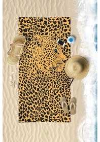 Resim Leopar Desenli Dijital Baskılı 75x150 Cm Plaj Havlusu 