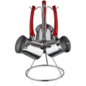 Resim İnter Çelik Sahra Cezve Takımı Sade Kırmızı 