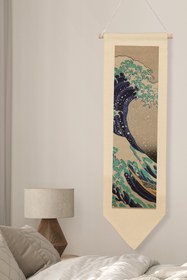 Resim Duvar Halısı Pinterest Dekoru, Hokusai Sanat Serisi 100cm Kanvas Flama Askılı Duvar Örtüsü NO:649 - Renkli - 2 / 30 x 100 