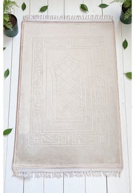 Resim Yumuşak Kadife Dokulu Peluş Seccade Krem Krem 