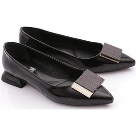 Resim Dgn 2811 Kadin Kare Tokali Babet Siyah Rugan 