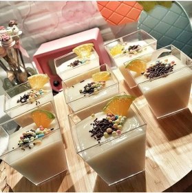 Resim Kristal Kübik Kase Tatlı Kabı Kasesi 24 Adet Kapaksız 200 Cc. 