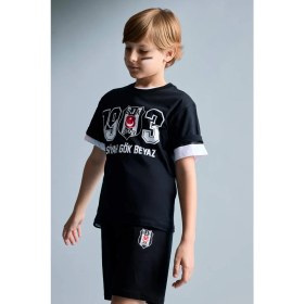 Resim DeFacto Beşiktaş Tişört Şort Pijama Takımı Erkek Çocuk H7342A826HS 