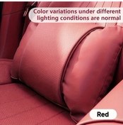 Resim Honeybeeshop Nappa Araç Baş Ve Bel Yastığı Kırmızı Ultra Yumuşak Nefes Alabilir Tüm Mevsim Kolay Montaj 