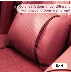 Resim Honeybeeshop Nappa Araç Baş Ve Bel Yastığı Kırmızı Ultra Yumuşak Nefes Alabilir Tüm Mevsim Kolay Montaj 