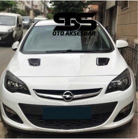 Resim STS Oto Aksesuar Opel Astra J Kasa Uyumlu Piano Black Kaput Üstü Havalandırma Izgarası 