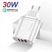 Resim Orjinal Kuulaa 3 Usb Girişli Qc3.0+pd 30w Hızlı Şarj Dijital Ekran Şarj Başlığı Hızlı Şarj Başlığı 