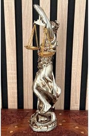 Resim El Yapımı Adalet Heykeli 29 cm, Avukat Savcı Hakim İçin Prestijli Hukuk Hediyesi, Ofis ve Adliye Dekorasyonu, Gümüş 